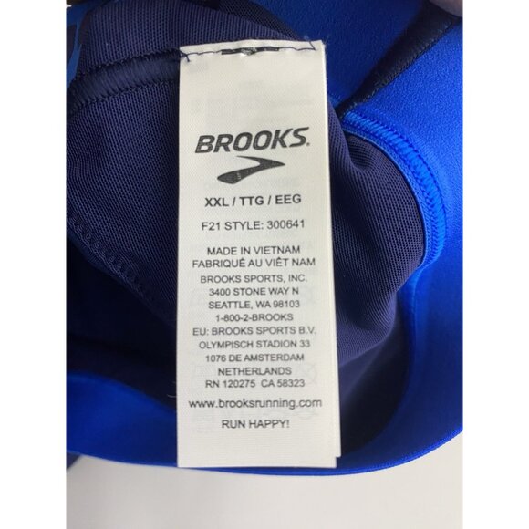 Brooks XXL Drive Mesh Run Navy Blue Bolt Sports Bra Layered Compression Wicking - Picture 7 of 11